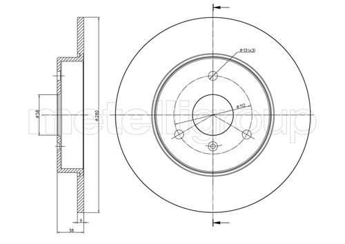 METELLI Bremseskive 230538c fuld 280mm 9mm for SMART