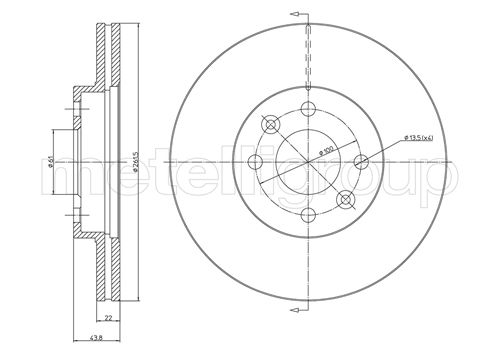 METELLI Bremseskive 230550c ventileret 262mm 22mm for RENAULT