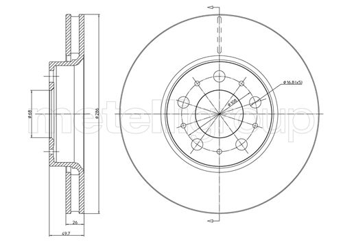 METELLI Bremseskive 230560c ventileret 286mm 26mm for VOLVO