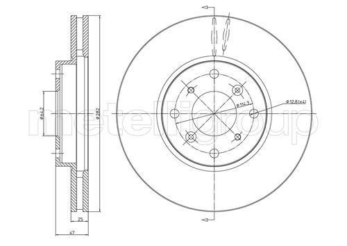 METELLI Bremseskive 230582 ventileret 282mm 25mm for HONDA