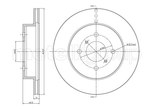 METELLI Bremseskive 230586 ventileret 257mm 17mm for SUZUKI