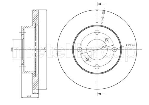 METELLI Bremseskive 230587 ventileret 231mm 17mm for SUZUKI