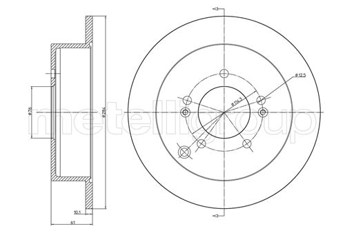 METELLI Bremseskive 230592c fuld 284mm 10mm for KIA
