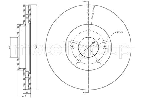 METELLI Bremseskive 230593c ventileret 294mm 27mm for HYUNDAI