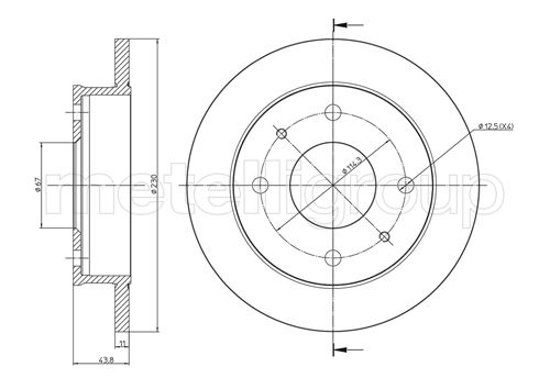 METELLI Bremseskive 230594 fuld 230mm 11mm for HYUNDAI