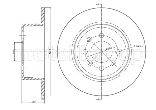 METELLI Bremseskive 230606c fuld 270mm 10mm for OPEL