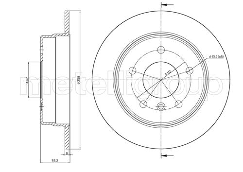 METELLI Bremseskive 230599c fuld 258mm 8mm for MERCEDES-BENZ