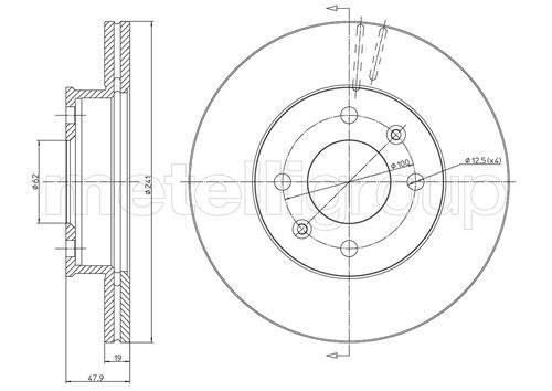 METELLI Bremseskive 230626 ventileret 241mm 19mm for HYUNDAI