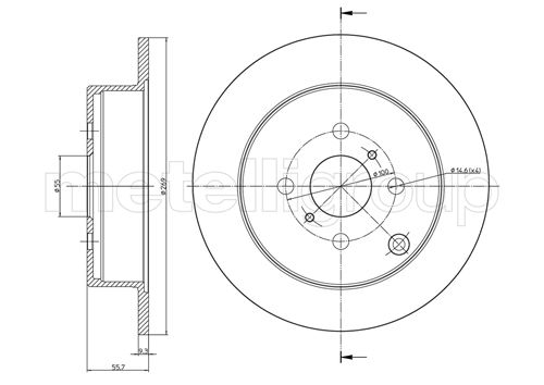 METELLI Bremseskive 230636 fuld 269mm 9mm for TOYOTA