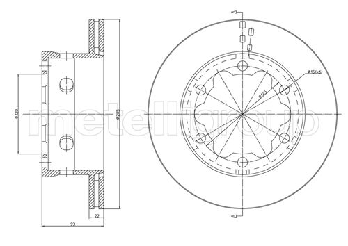 METELLI Bremseskive 230645 ventileret 285mm 22mm for MERCEDES-BENZ VW