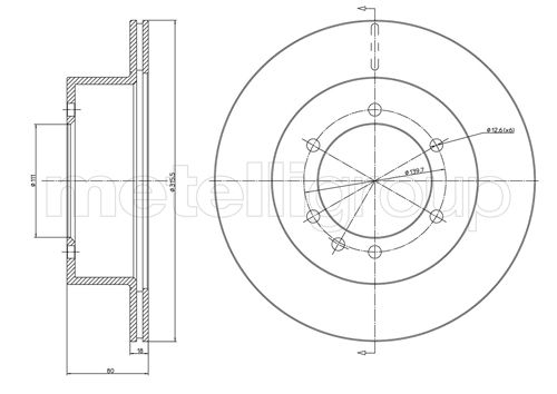 METELLI Bremseskive 230679 ventileret 316mm 18mm for NISSAN