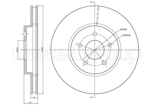 METELLI Bremseskive 230684c ventileret 300mm 24mm for FORD JAGUAR