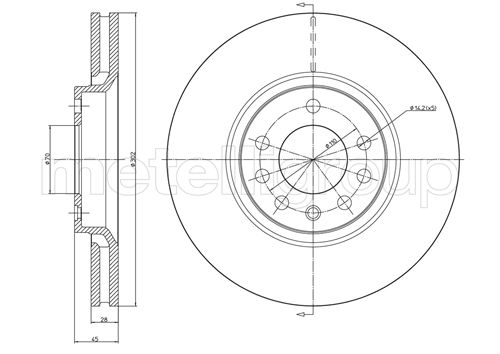 METELLI Bremseskive 230681c ventileret 302mm 28mm for OPEL SAAB