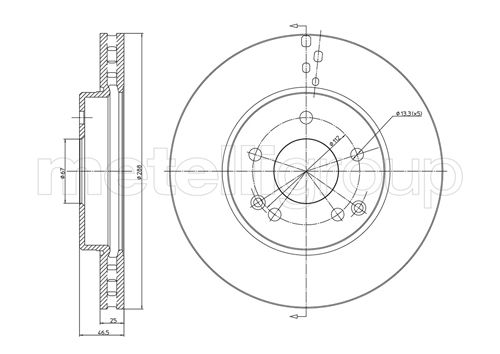 METELLI Bremseskive 230701c ventileret 288mm 25mm for MERCEDES-BENZ