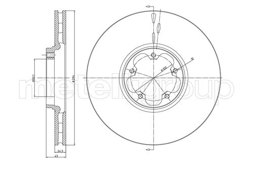METELLI Bremseskive 230702 ventileret 294mm 24mm for FORD