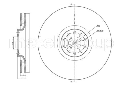 METELLI Bremseskive 230705c ventileret 321mm 30mm for SEAT
