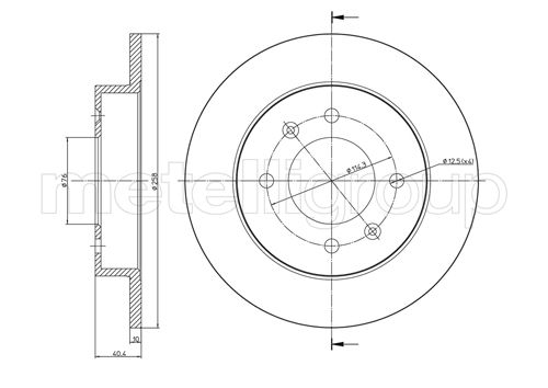 METELLI Bremseskive 230713 fuld 258mm 10mm for HYUNDAI