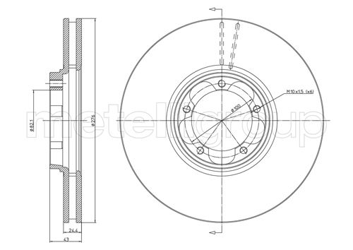 METELLI Bremseskive 230714 ventileret 276mm 24mm for FORD