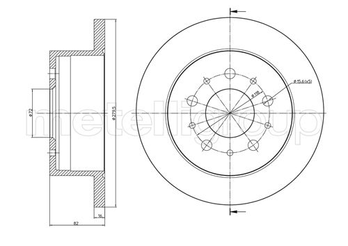 METELLI Bremseskive 230731 fuld 280mm 16mm for FIAT CITROËN PEUGEOT