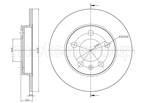 METELLI Bremseskive 230742c fuld 239mm 9mm for VW