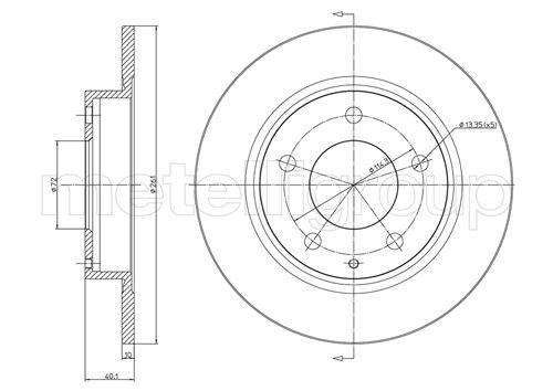 METELLI Bremseskive 230786 fuld 261mm 10mm for MAZDA