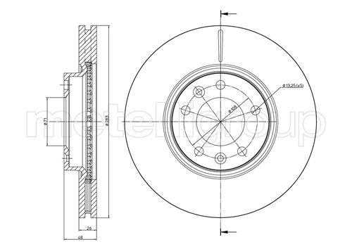 METELLI Bremseskive 230794c ventileret 283mm 26mm for OPEL PEUGEOT