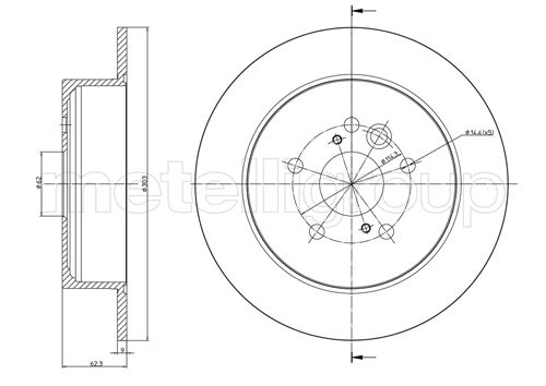 METELLI Bremseskive 230803c fuld 302mm 9mm for TOYOTA