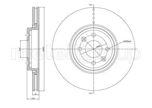 METELLI Bremseskive 230829c ventileret 300mm 24mm for RENAULT