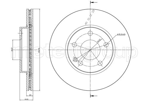 METELLI Bremseskive 230831c ventileret 276mm 22mm for MERCEDES-BENZ