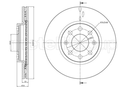 METELLI Bremseskive 23-0835C ventileret 256mm 22mm for OPEL ABARTH