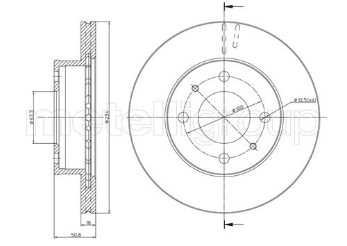 METELLI Bremseskive 230836 ventileret 234mm 18mm for HYUNDAI