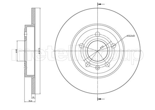 METELLI Bremseskive 230855c fuld 288mm 12mm for AUDI