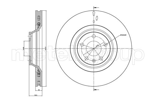 METELLI Bremseskive 230868c ventileret 347mm 30mm for AUDI