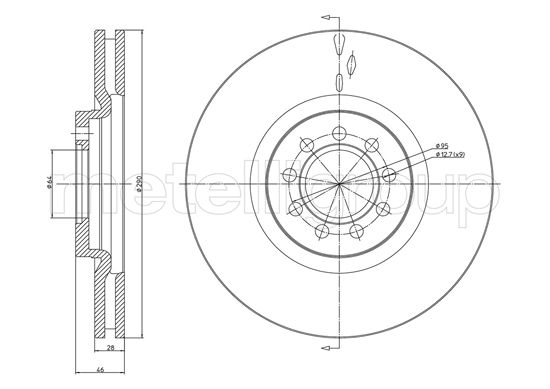 METELLI Bremseskive 230914c ventileret 290mm 28mm for IVECO