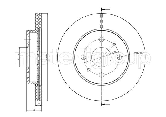 METELLI Bremseskive 230923c ventileret 246mm 17mm for SUBARU