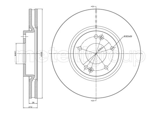 METELLI Bremseskive 230925c ventileret 300mm 28mm for KIA