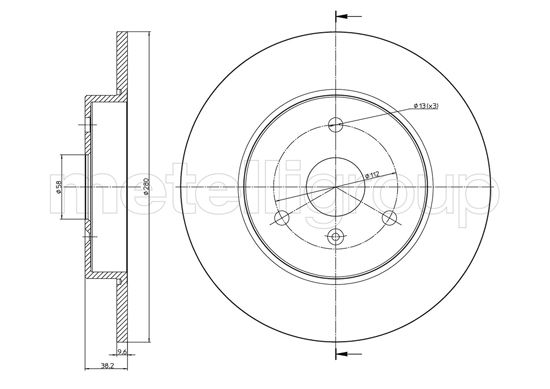 METELLI Bremseskive 230943c fuld 280mm 10mm for SMART