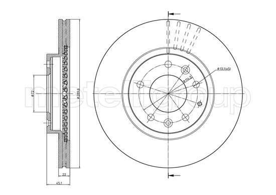 METELLI Bremseskive 230961c ventileret 290mm 22mm for MAZDA