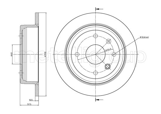 METELLI Bremseskive 230953 fuld 258mm 10mm for DAEWOO