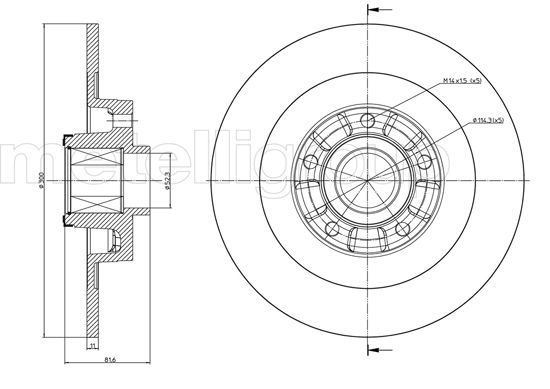 METELLI Bremseskive 230980 fuld 300mm 11mm for RENAULT