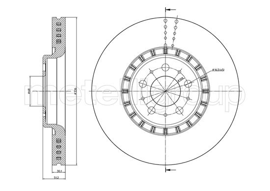 METELLI Bremseskive 230974c ventileret 336mm 30mm for VOLVO