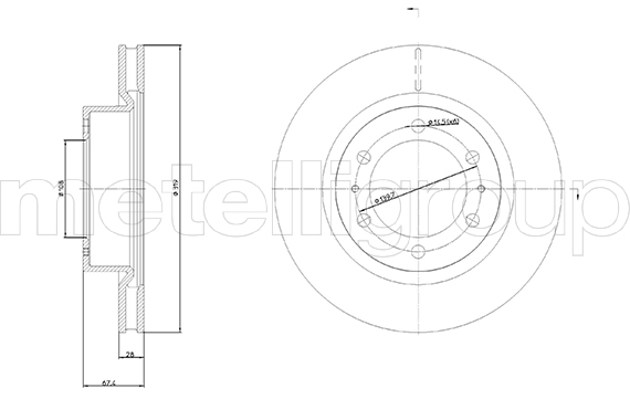 METELLI Bremseskive 231892c ventileret 319mm 28mm for TOYOTA
