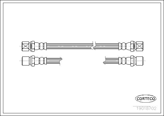 CORTECO Bremseslange 19018702 foraksel for VAUXHALL