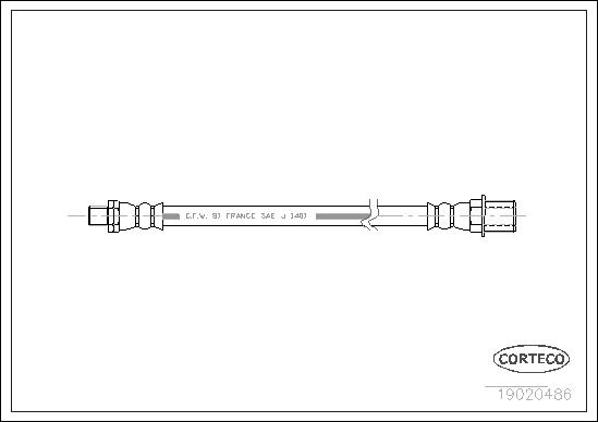 CORTECO Bremseslange 19020486 foraksel for PEUGEOT