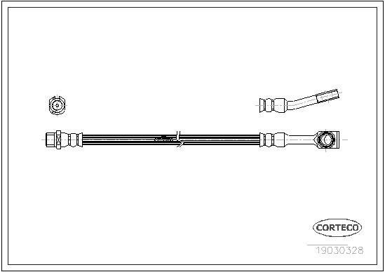 CORTECO Bremseslange 19030328 foraksel for VAUXHALL GENERAL MOTORS