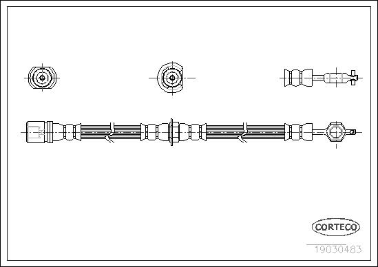 CORTECO Bremseslange 19030483 foraksel for TOYOTA