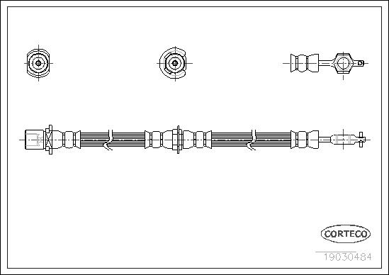CORTECO Bremseslange 19030484 foraksel for TOYOTA