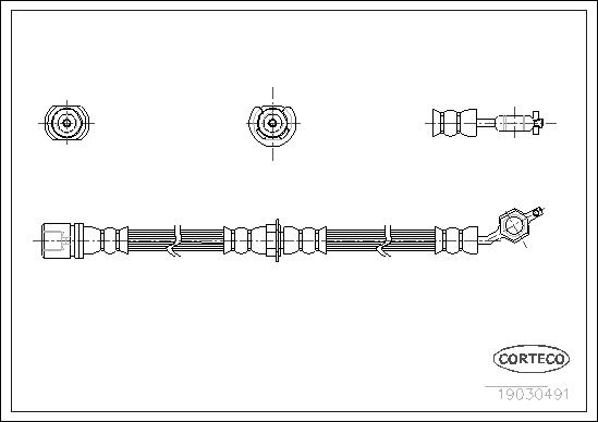 CORTECO Bremseslange 19030491 foraksel for TOYOTA