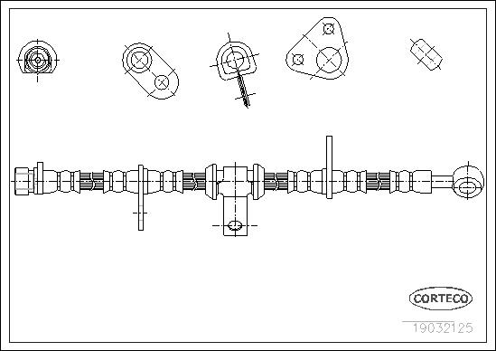 CORTECO Bremseslange 19032125 højre foraksel for HONDA ROVER