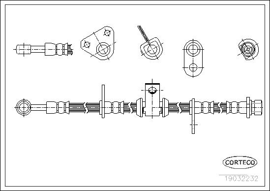 CORTECO Bremseslange 19032232 venstre foraksel for HONDA ROVER